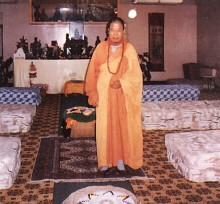 The Master at the Buddha Hall in the Abbot's quarters.